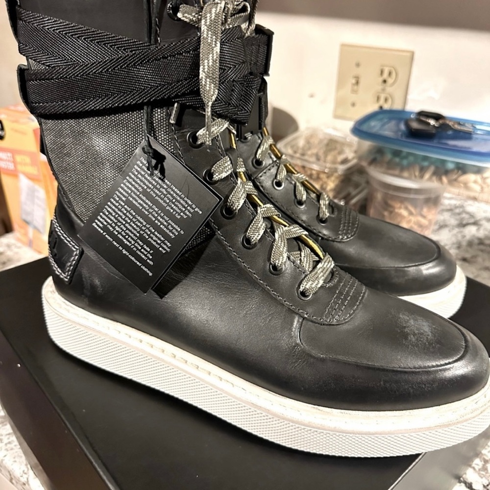 NWT MENS RARE DIESEL H CAGE BLACK HIGH TOP SNEAKERS SHOES STREETWEAR BOOTS 10.5